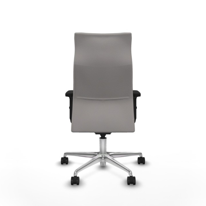 Albacete dirección sincro similpiel blanco brazos 2D base aluminio ruedas 65 nailon