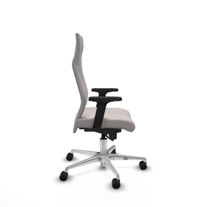 Albacete dirección sincro similpiel blanco brazos 2D base aluminio ruedas 65 nailon