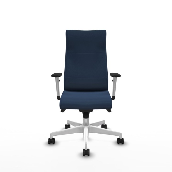 Albacete dirección sincro similpiel azul marino brazos 1D blancos base blanca ruedas 65 nailon