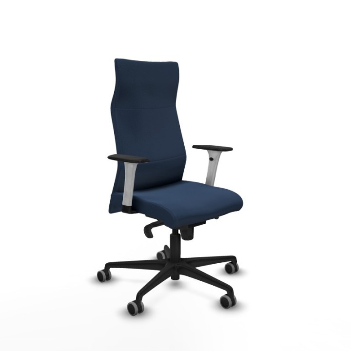 Albacete dirección sincro similpiel azul marino brazos 1D blancos base nailon ruedas 65 engomadas