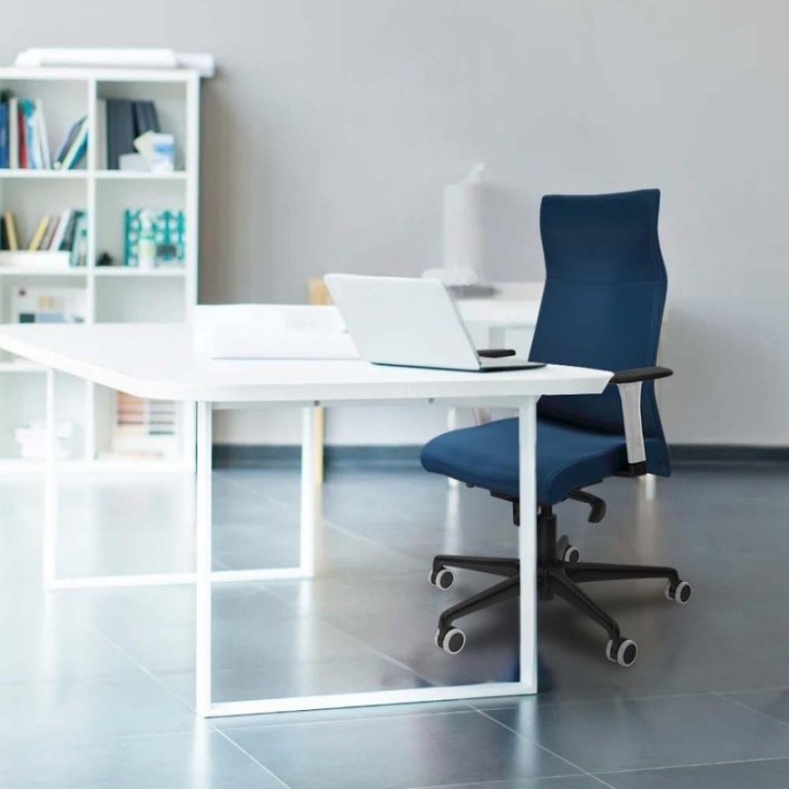 Albacete dirección sincro similpiel azul marino brazos 1D blancos base nailon ruedas 65 engomadas