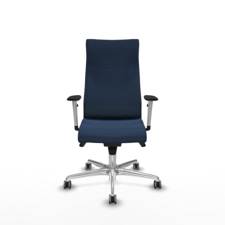 Albacete dirección sincro similpiel azul marino brazos 1D blancos base aluminio ruedas 65 engomadas