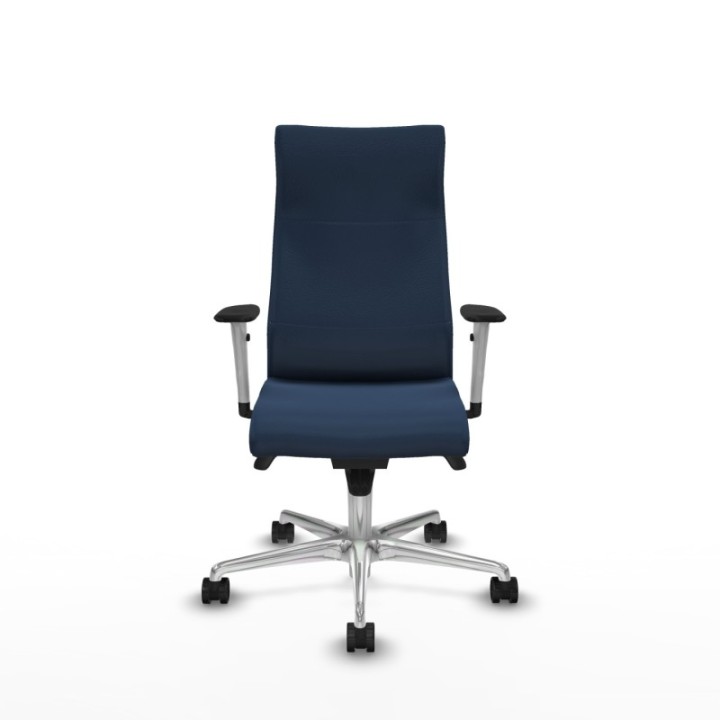 Albacete dirección sincro similpiel azul marino brazos 1D blancos base aluminio ruedas 65 nailon