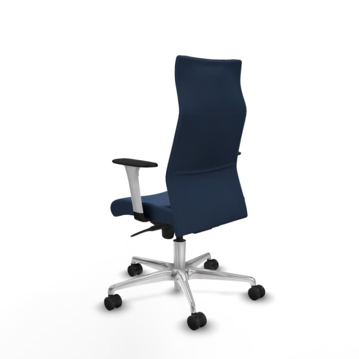 Albacete dirección sincro similpiel azul marino brazos 1D blancos base aluminio ruedas 65 nailon