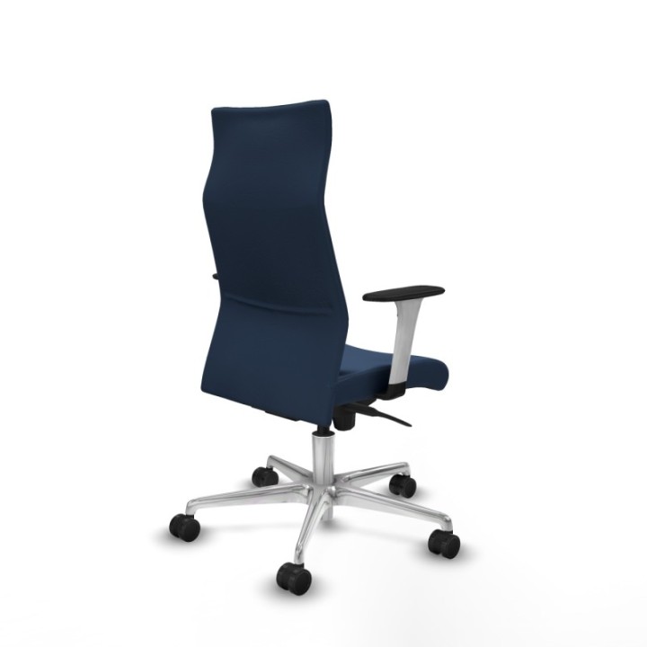 Albacete dirección sincro similpiel azul marino brazos 1D blancos base aluminio ruedas 65 nailon