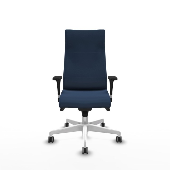 Albacete dirección sincro similpiel azul marino brazos 1D cromados base blanca ruedas 65 engomadas