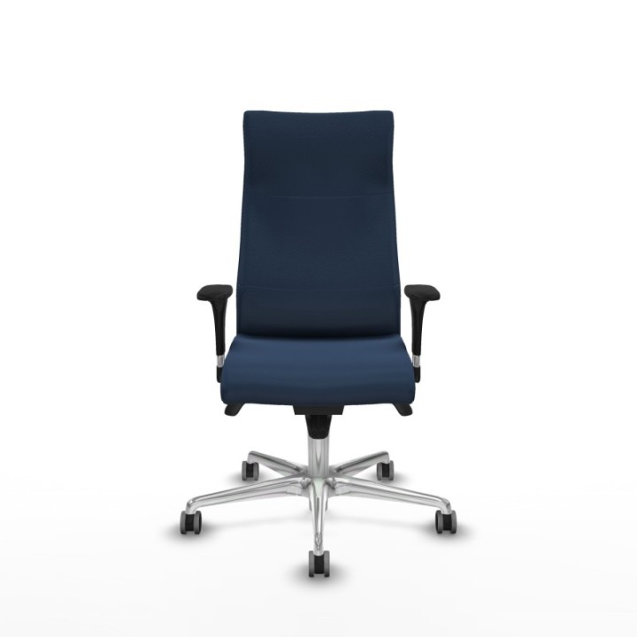 Albacete dirección sincro similpiel azul marino brazos 1D cromados base aluminio ruedas 65 engomadas