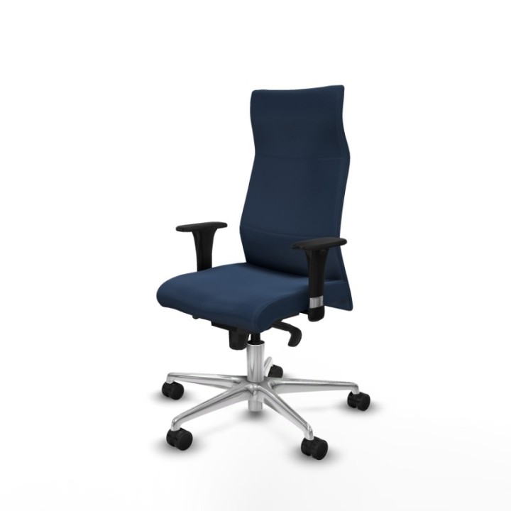 Albacete dirección sincro similpiel azul marino brazos 1D cromados base aluminio ruedas 65 nailon