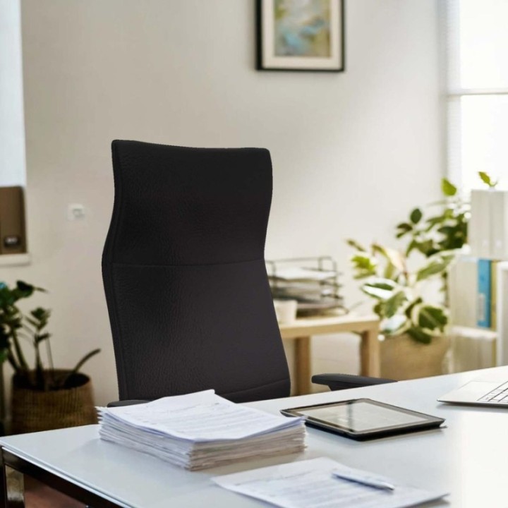 Albacete dirección sincro similpiel azul marino brazos 1D cromados base aluminio ruedas 65 nailon