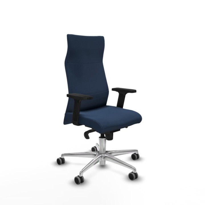 Albacete dirección sincro similpiel azul marino brazos 2D base aluminio ruedas 65 engomadas