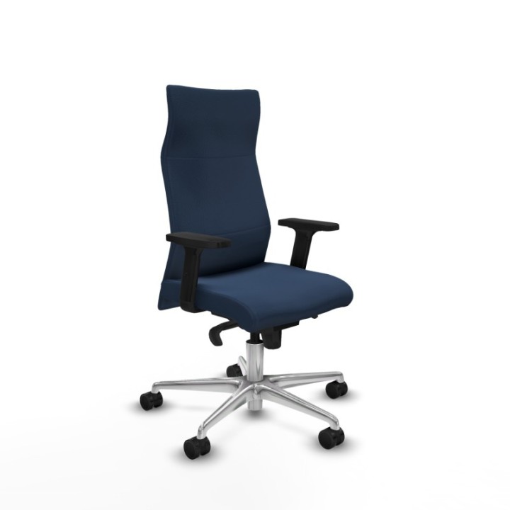 Albacete dirección sincro similpiel azul marino brazos 2D base aluminio ruedas 65 nailon