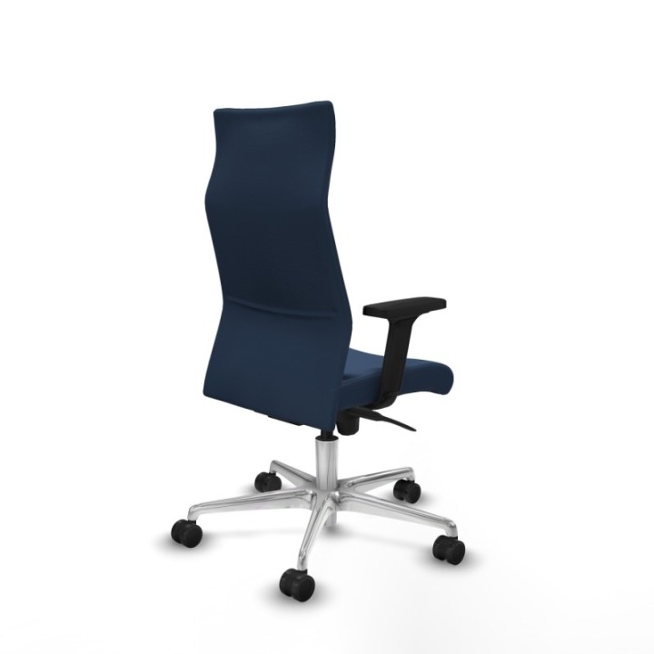 Albacete dirección sincro similpiel azul marino brazos 2D base aluminio ruedas 65 nailon