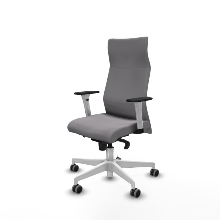 Albacete dirección sincro similpiel gris brazos 1D blancos base blanca ruedas 65 engomadas