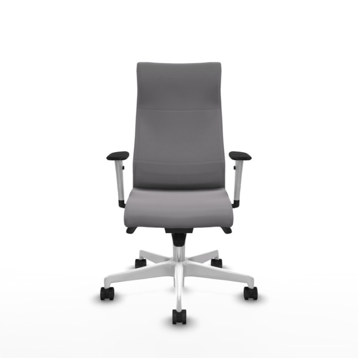 Albacete dirección sincro similpiel gris brazos 1D blancos base blanca ruedas 65 nailon