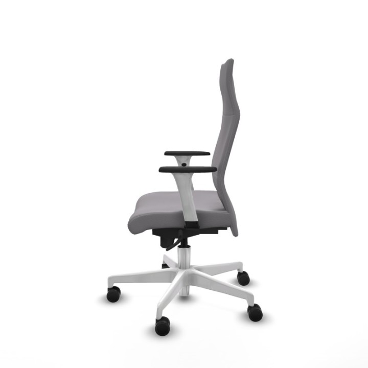 Albacete dirección sincro similpiel gris brazos 1D blancos base blanca ruedas 65 nailon