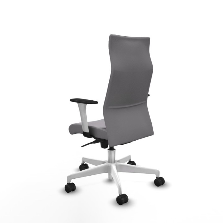 Albacete dirección sincro similpiel gris brazos 1D blancos base blanca ruedas 65 nailon