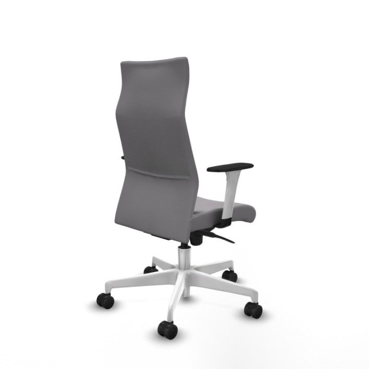 Albacete dirección sincro similpiel gris brazos 1D blancos base blanca ruedas 65 nailon