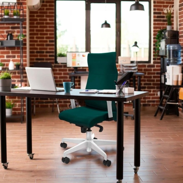 Albacete dirección sincro similpiel gris brazos 1D blancos base blanca ruedas 65 nailon