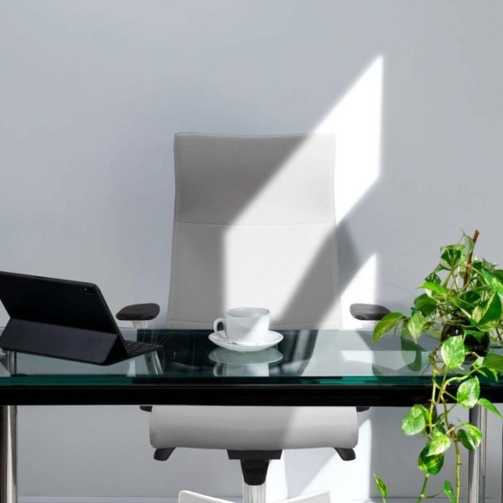 Albacete dirección sincro similpiel gris brazos 1D blancos base blanca ruedas 65 nailon