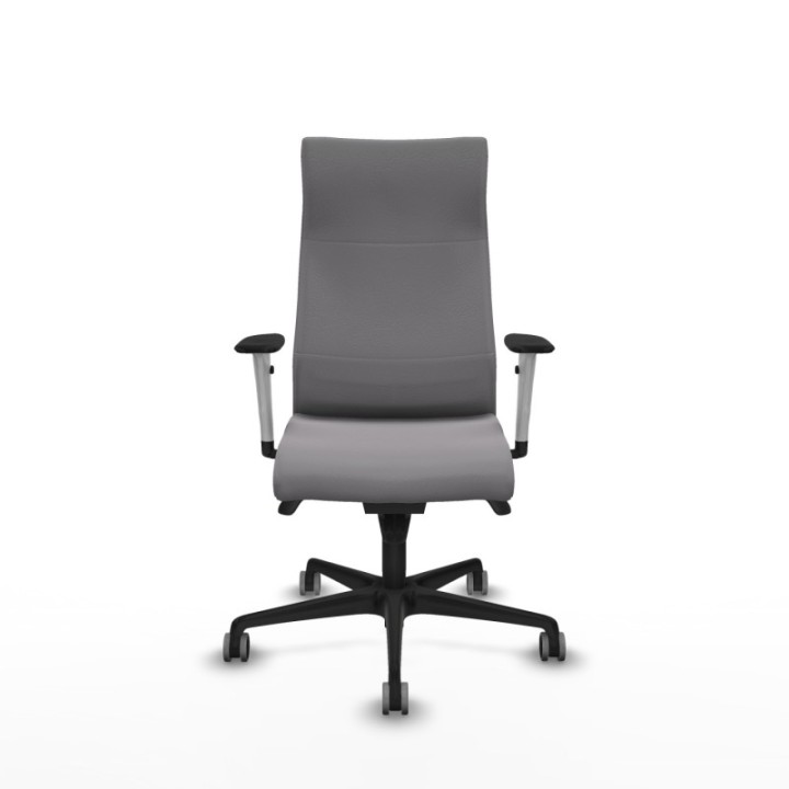 Albacete dirección sincro similpiel gris brazos 1D blancos base nailon ruedas 65 engomadas