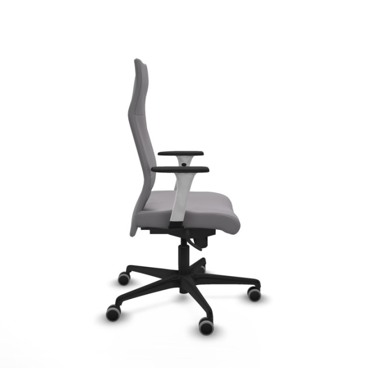 Albacete dirección sincro similpiel gris brazos 1D blancos base nailon ruedas 65 engomadas