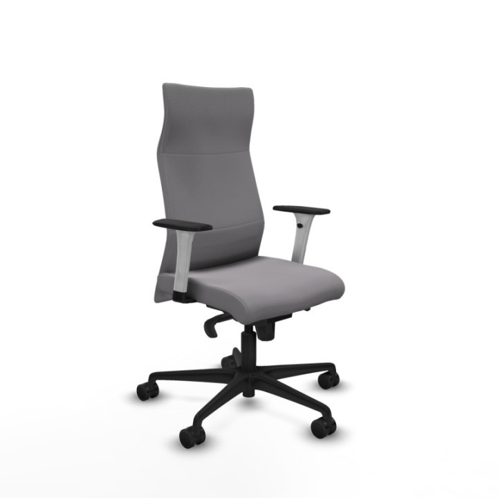 Albacete dirección sincro similpiel gris brazos 1D blancos base nailon ruedas 65 nailon