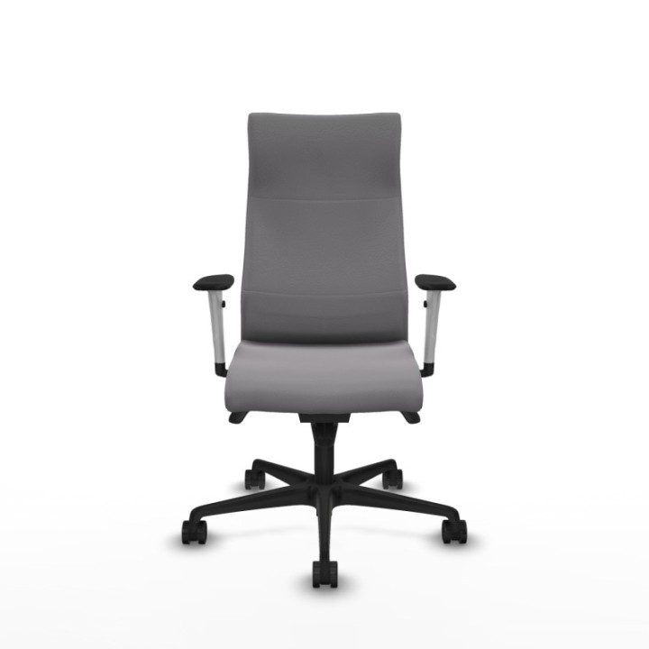 Albacete dirección sincro similpiel gris brazos 1D blancos base nailon ruedas 65 nailon