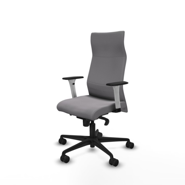 Albacete dirección sincro similpiel gris brazos 1D blancos base nailon ruedas 65 nailon