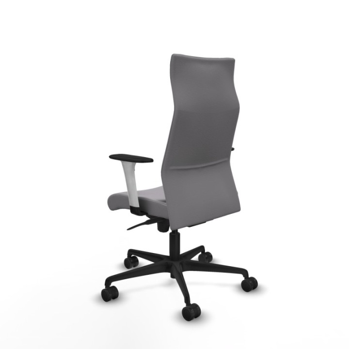 Albacete dirección sincro similpiel gris brazos 1D blancos base nailon ruedas 65 nailon