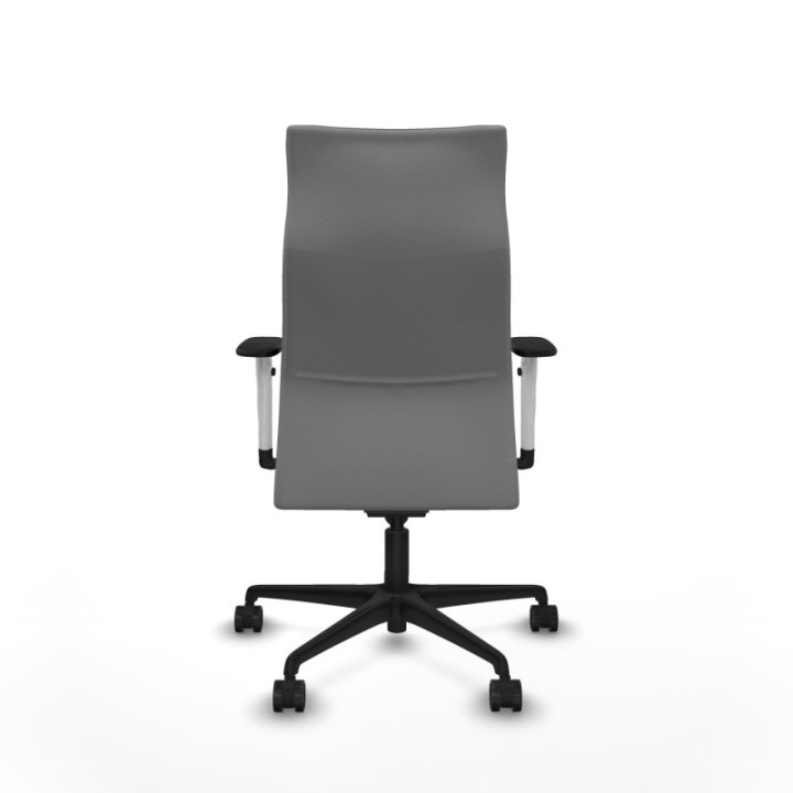 Albacete dirección sincro similpiel gris brazos 1D blancos base nailon ruedas 65 nailon