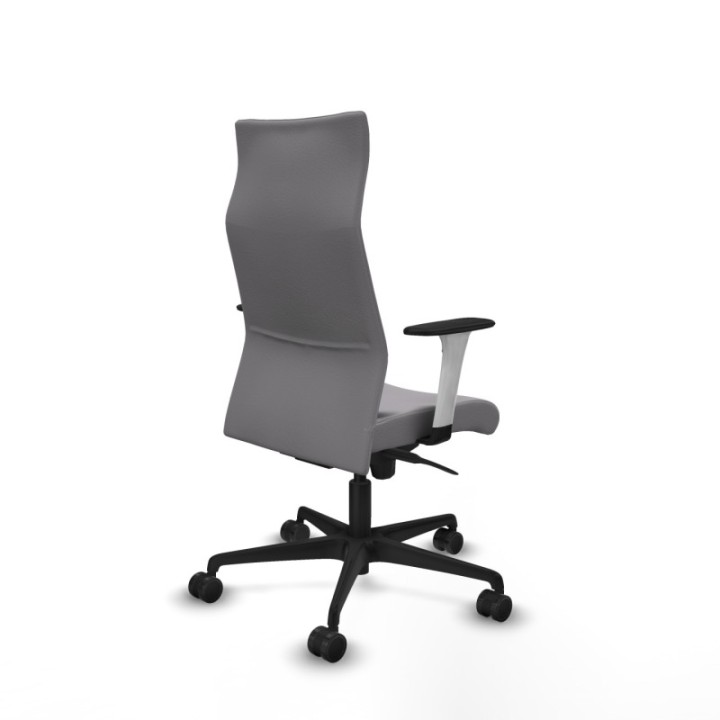 Albacete dirección sincro similpiel gris brazos 1D blancos base nailon ruedas 65 nailon