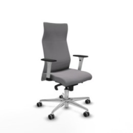 Albacete dirección sincro similpiel gris brazos 1D blancos base aluminio ruedas 65 engomadas