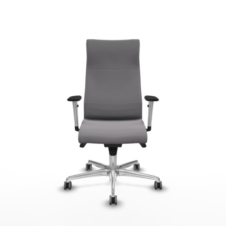 Albacete dirección sincro similpiel gris brazos 1D blancos base aluminio ruedas 65 engomadas