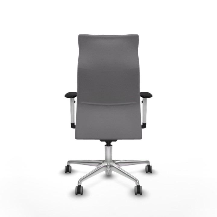 Albacete dirección sincro similpiel gris brazos 1D blancos base aluminio ruedas 65 engomadas