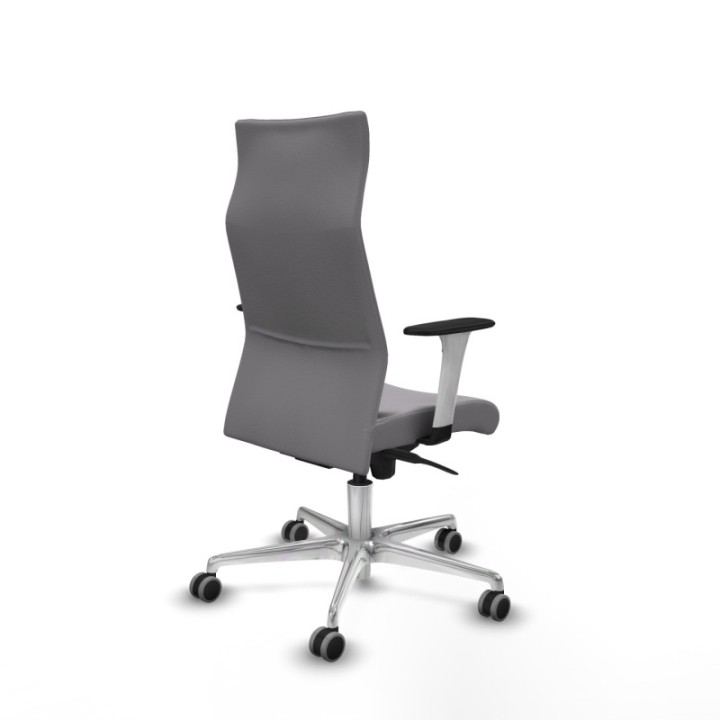 Albacete dirección sincro similpiel gris brazos 1D blancos base aluminio ruedas 65 engomadas