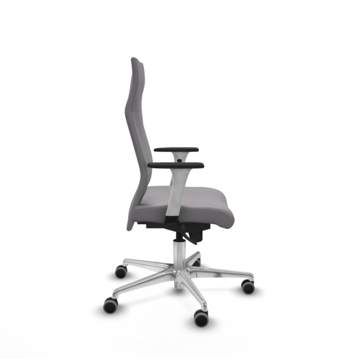 Albacete dirección sincro similpiel gris brazos 1D blancos base aluminio ruedas 65 engomadas