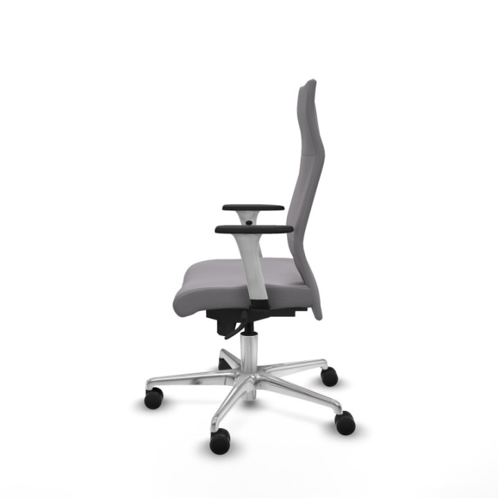 Albacete dirección sincro similpiel gris brazos 1D blancos base aluminio ruedas 65 nailon