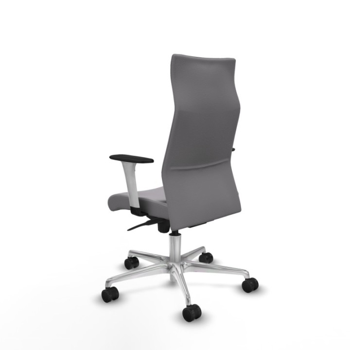 Albacete dirección sincro similpiel gris brazos 1D blancos base aluminio ruedas 65 nailon