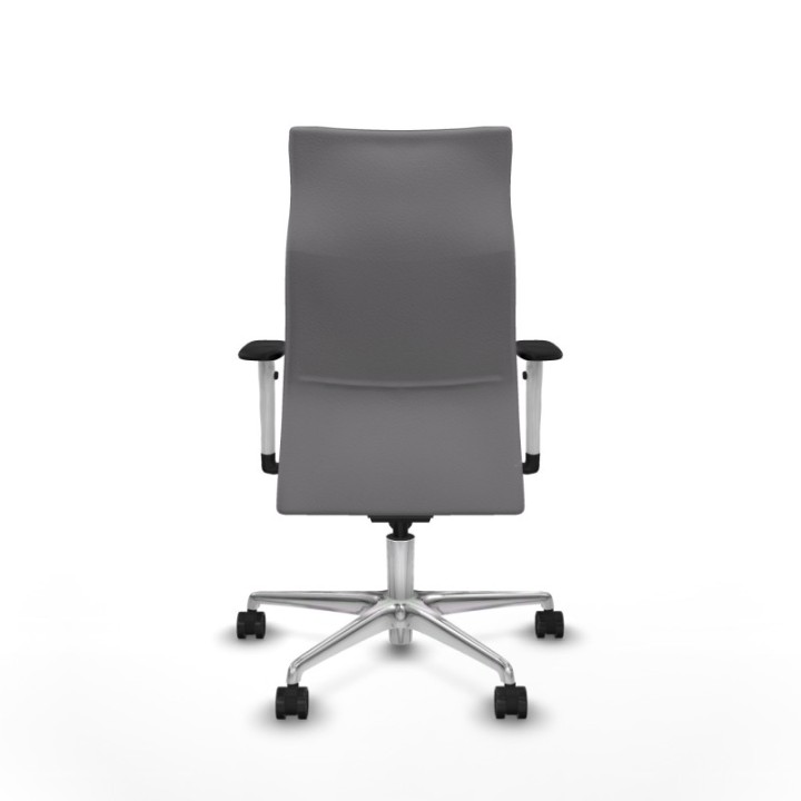 Albacete dirección sincro similpiel gris brazos 1D blancos base aluminio ruedas 65 nailon