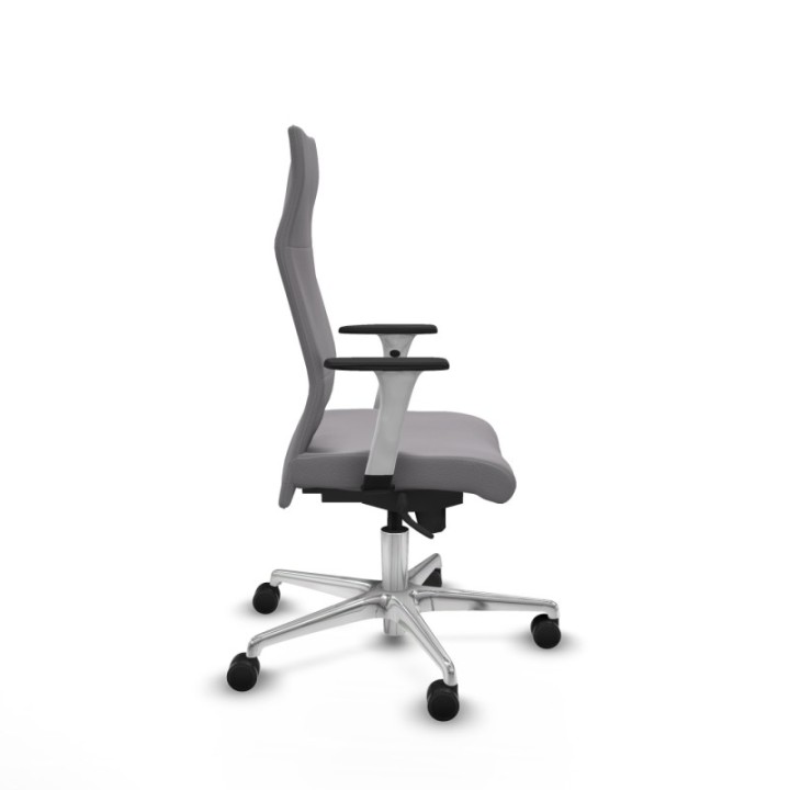 Albacete dirección sincro similpiel gris brazos 1D blancos base aluminio ruedas 65 nailon