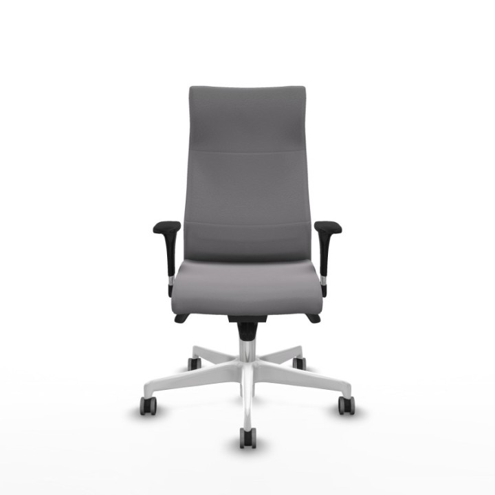 Albacete dirección sincro similpiel gris brazos 1D cromados base blanca ruedas 65 engomadas