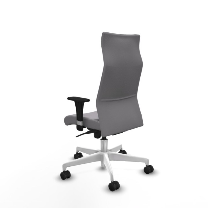 Albacete dirección sincro similpiel gris brazos 1D cromados base blanca ruedas 65 nailon