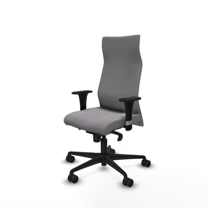 Albacete dirección sincro similpiel gris brazos 1D cromados base nailon ruedas 65 nailon