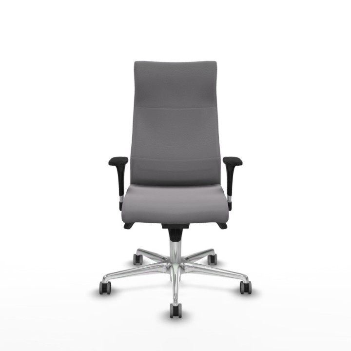 Albacete dirección sincro similpiel gris brazos 1D cromados base aluminio ruedas 65 engomadas