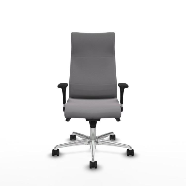 Albacete dirección sincro similpiel gris brazos 1D cromados base aluminio ruedas 65 nailon