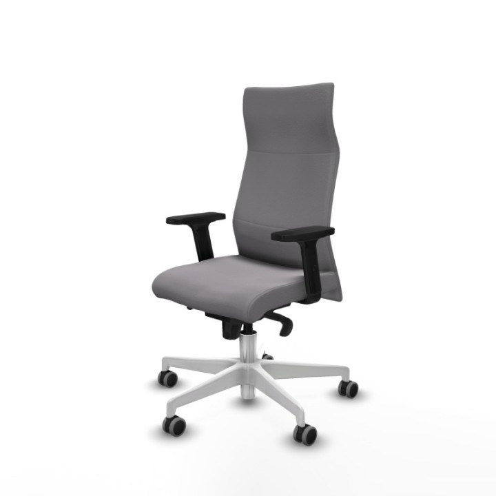 Albacete dirección sincro similpiel gris brazos 2D base blanca ruedas 65 engomadas