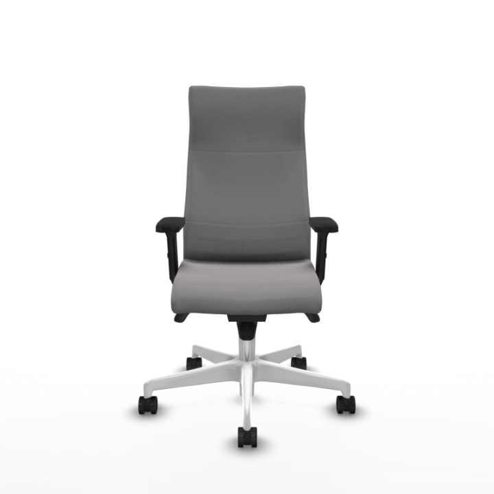 Albacete dirección sincro similpiel gris brazos 2D base blanca ruedas 65 nailon