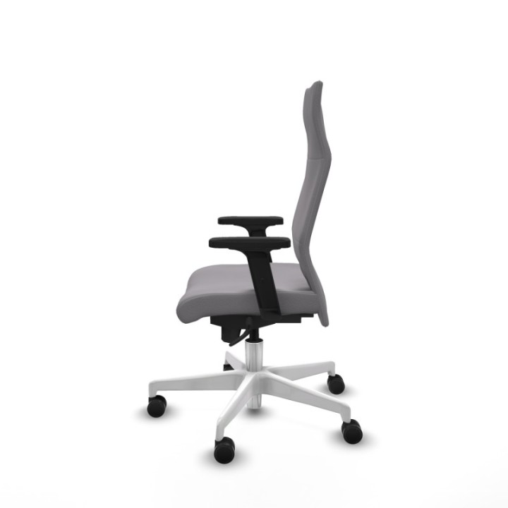 Albacete dirección sincro similpiel gris brazos 2D base blanca ruedas 65 nailon