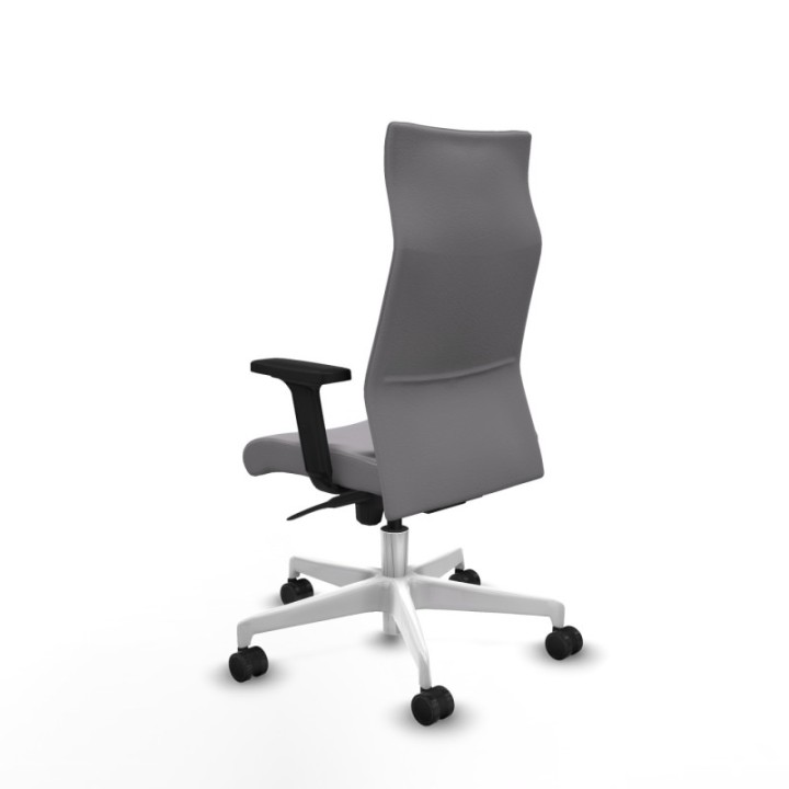 Albacete dirección sincro similpiel gris brazos 2D base blanca ruedas 65 nailon