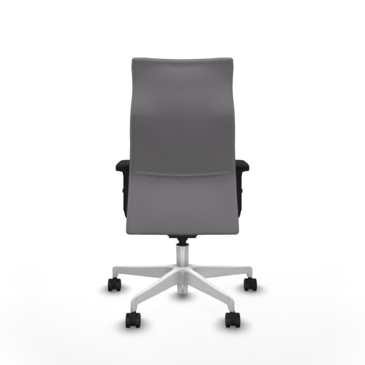 Albacete dirección sincro similpiel gris brazos 2D base blanca ruedas 65 nailon